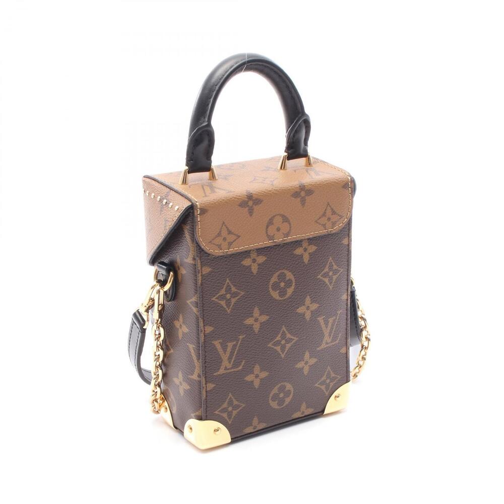 Louis Vuitton Monogram Canvas Reverse Leather Bag Handbag Brown Camera Brown